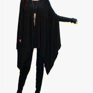 Black Draped Poncho Top/ Tunic size XL